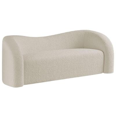 Sofá Curvo 3 Lugares Orgânico Sala Recepção Escritório Coréia 200cm Bouclé Cor Bege