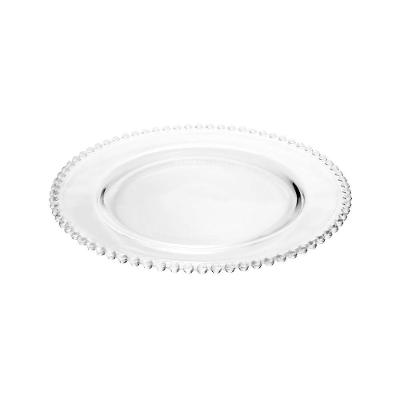 Prato Raso Cristal Pearl Bolinhas Wolff 28 Cm Transparente