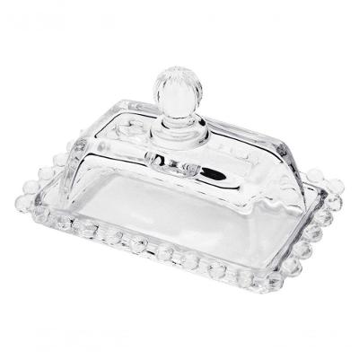 Manteigueira Cristal G 17 Cm X 10,5 Cm X 10 Cm Pearl Bolinha Wolff Transparente