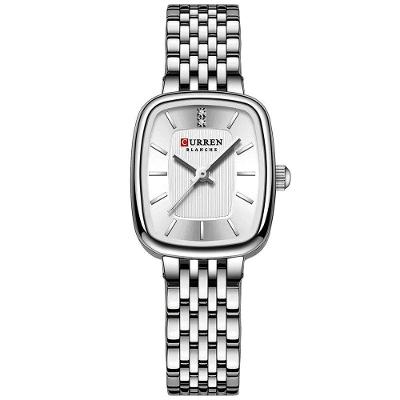Relógio De Pulso Quartzo Feminino Design Elegante Strass Pulseira Em Aço Inoxidavel Branco