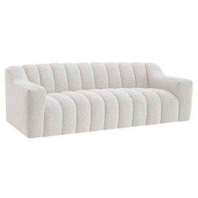 Sofá 2 Lugares Luxo Recepção Escritorio Sala Elegance 200cm Bouclé Cor Branco