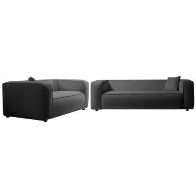 Kit Sofá 2 Lugares 160cm E Poltrona Decorativa Escritório Orgânico Cecília Linho - Amarena Móveis Cor Cinza Escuro