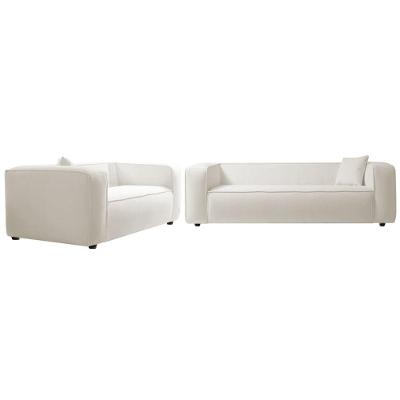 Kit Sofá 3 Lugares 200cm E Poltrona Decorativa Escritório Orgânico Cecília Bouclé - Amarena Móveis Cor Branco