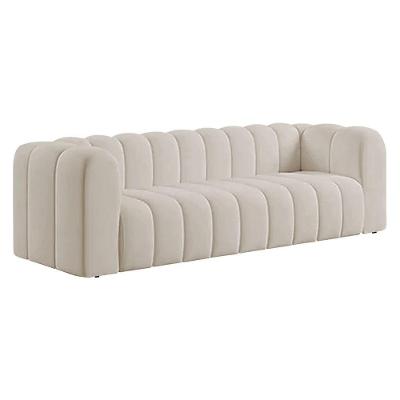 Sofá 3 Lugares 200cm Orgânico Luxo Recepção Giordana Linho - Amarena Móveis Cor Bege
