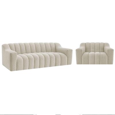 Kit 1 Sofá 150cm 2 Poltrona Luxo Recepção Sala Elegance Bouclé Cor Bege