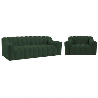 Kit 1 Sofá 150cm 2 Poltrona Luxo Recepção Sala Elegance Linho Cor Verde