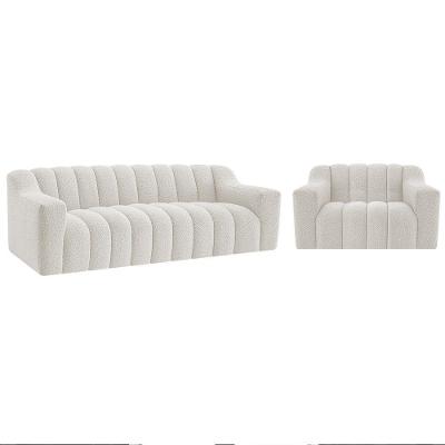 Kit 1 Sofá 200cm 2 Poltrona Luxo Recepção Sala Elegance Bouclé Cor Branco