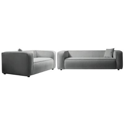 Kit Sofá 2 Lugares 160cm E Poltrona Decorativa Escritório Orgânico Cecília Bouclé Adj Decor Cinza
