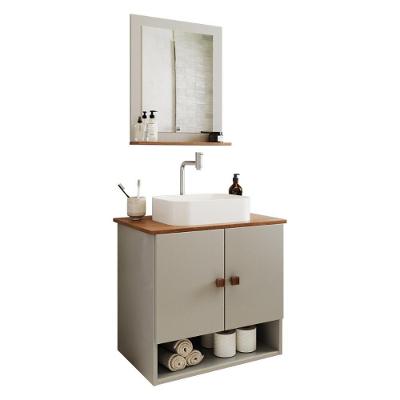 Gabinete Arm Banheiro Deli 2 Portas Com Cuba Oxford Branca Off White nature