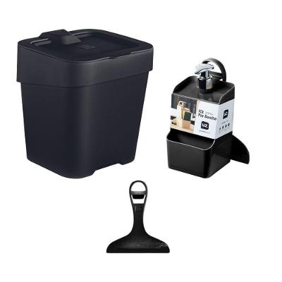 Dispenser Detergente Lixeira Rodinho Kit Cozinha 3 Peças Preto