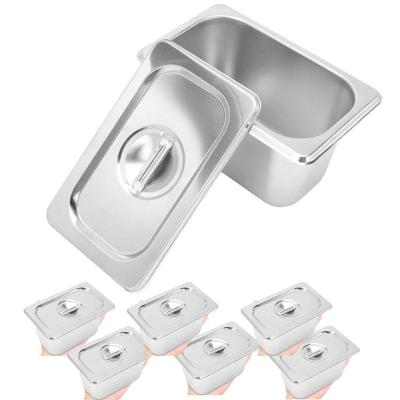 Cuba E Tampa Gastronômica Inox Gn 1-9 X100 Rechaud Kit 6 Pçs