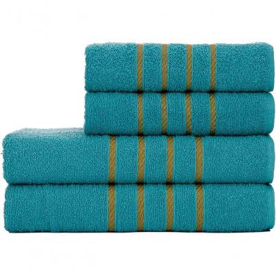 Jogo De Toalha Montreal Banho + Rosto Dourado 100% Algodão Alta Absorção Verde Jade