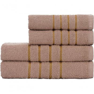 Jogo De Toalha Montreal Banho + Rosto Dourado 100% Algodão Alta Absorção Bege