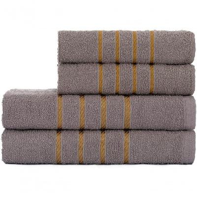Jogo De Toalha Montreal Banho + Rosto Dourado 100% Algodão Alta Absorção Cinza