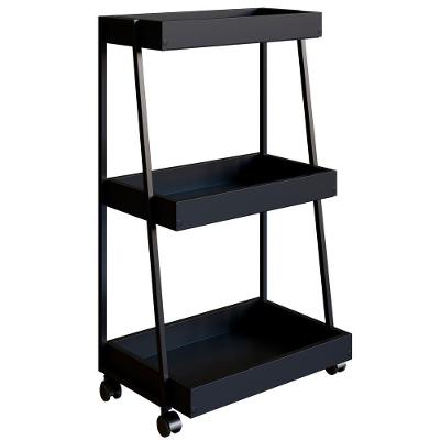 Carrinho Organizador Multiuso 03 Prateleiras P1032 Preto Pp Milani Store Preto