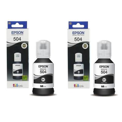 Kit 2 Refil Preto Tinta T504 504 Epson Original L4150, L4160, L6161
