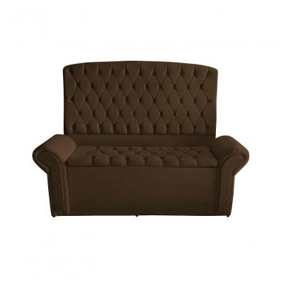 Kit Dubaí Cabeceira De Cama Box Casal E Recamier Baú 140 Cm Suede Marrom Eli Móveis