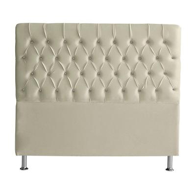 Cabeceira De Cama Box Paris King 195 Cm Botão Strass Suede Porcelana Eli Móveis
