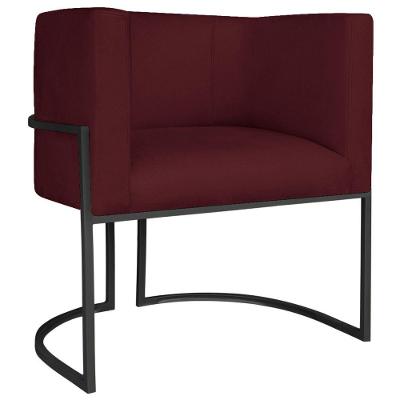 Poltrona Decorativa Luna Base De Ferro Preto Suede Cor Bordô