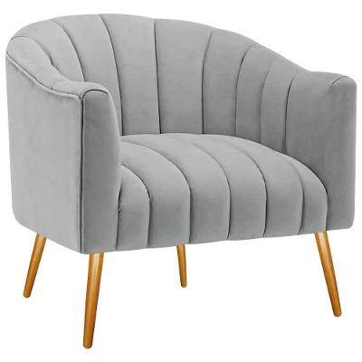 Poltrona Decorativa Sala De Estar Recepção Senna Bouclé - Amarena Móveis Cor Cinza