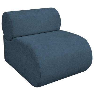 Poltrona Decorativa Orgânica Escritório Recepção Sala Virgínia Linho - Amarena Móveis Cor Azul Royal