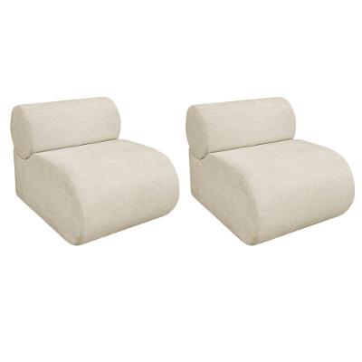 Kit 2 Poltronas Decorativas Orgânica Escritório Recepção Sala Virgínia Bouclé - Amarena Móveis Cor Bege