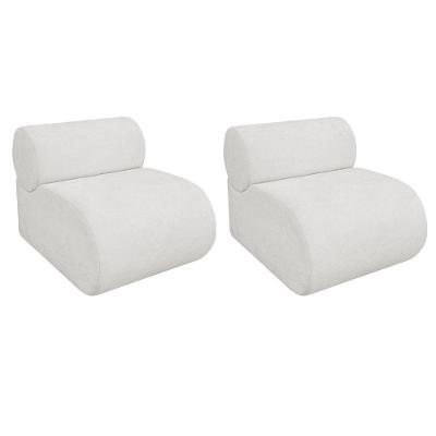 Kit 2 Poltronas Decorativas Orgânica Escritório Recepção Sala Virgínia Bouclé - Amarena Móveis Cor Branco