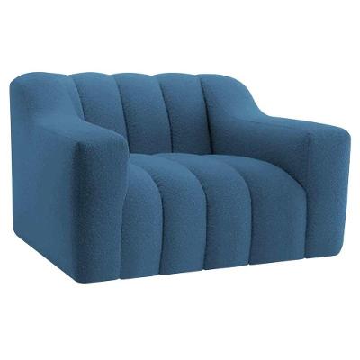 Poltrona Decorativa Sala De Estar Recepção Elegance Linho Cor Azul Royal