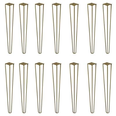 Kit 14 Pés De Metal 60 Cm Hairpin Legs Mesa De Canto Aparador Dourado G41