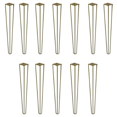 Kit 12 Pés De Metal 60 Cm Mesa De Canto Aparador Dourado