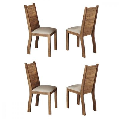 Conjunto 4 Cadeiras Napoli Imbuia Tecido Veludo Pastel Viero Imbuia