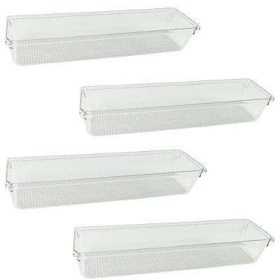 Kit 4 Organizadores Gavetas Transparente 30 X 8 Cm Praticidade E Organização