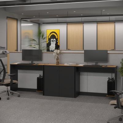 Conjunto De Escritório 3 Peças Smart Office 2 Mesas E 1 Aparador Buffet - Preto E Cedro Preto E Cedro