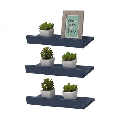 Kit 3 Prateleiras Porta Quadros 90 X 10cm Azul Suporte