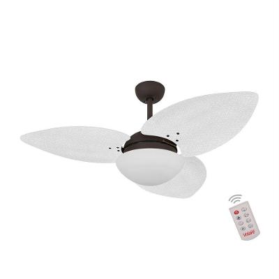 Ventilador De Teto Marrom 3 Pás Branco 220v C/ Controle