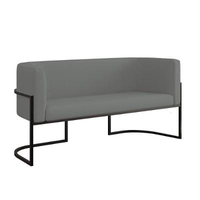 Sofá 2 Lugares Veludo Moderno Base Metal Black – Balaqui Cor:cinza Cinza