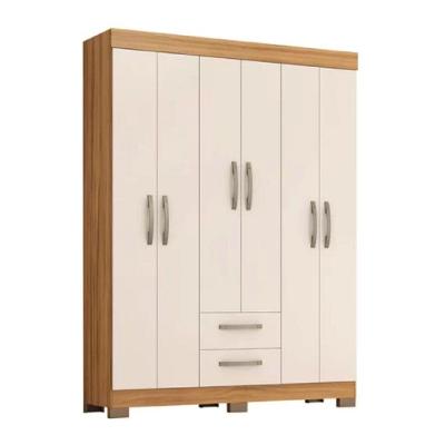 Guarda Roupa Solteiro Nt6015 6 Portas E 2 Gavetas Com Pés Freijo Trend Com Off White