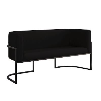 Sofá 2 Lugares Veludo Moderno Base Metal Black – Balaqui Cor:preto Preto