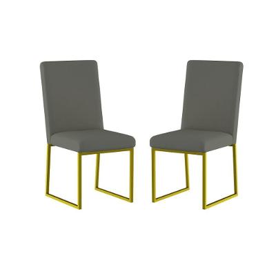 Kit 2 Cadeiras De Jantar com Base Ferro Dourado Luxo Balaqui Cor: Cinza