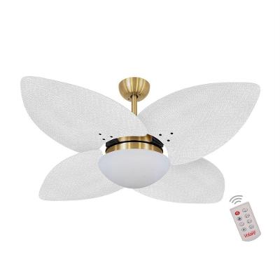 Ventilador De Teto Dourado 4 Pás Branco 127v C/ Controle