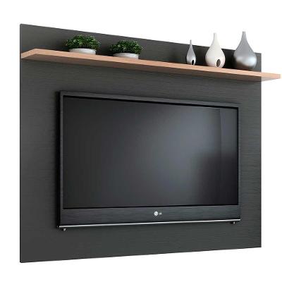 Painel Benevello 50" com Prateleira Mdp Grafite com Siena