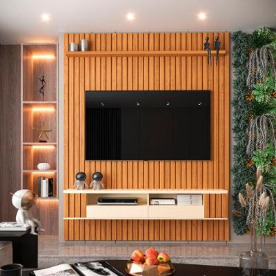 Painel Ripado Para Tv Até 75 Polegadas Intense Com Nicho 180cm Cor:cedro Cedro