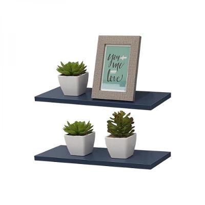 Kit 2 Prateleiras 50X10cm Azul com Suporte Invisível