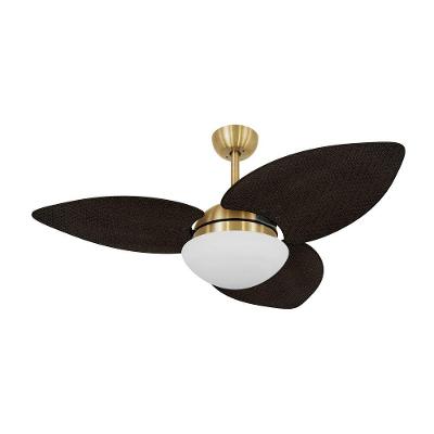 Ventilador De Teto Dormamu Dourado 3 Pás Palmae Marrom 220V
