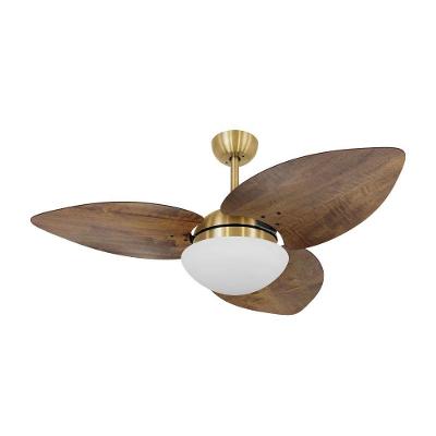 Ventilador De Teto Dormamu Dourado 3 Pás Rádica Imbuia 127V
