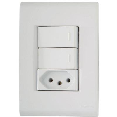 Conjunto 4" X 2" De 2 Interruptores Simples + 1 Tomada 2p+t 20a 250v - Tramontina