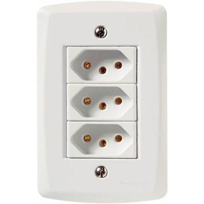 Conjunto 4 X 2 Com 3 Tomadas 2p+t 20a 250v Lux2 Branco - Tramontina