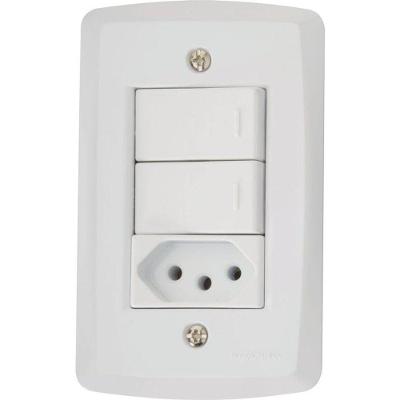 Conjunto 4 X 2 Com 2 Interruptores Simples 10a 250v E 1 Tomada 2p+t 20a 250v Lux2 Branco - Tramontina