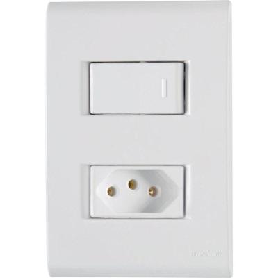 Conjunto 4 X 2 Com 1 Interruptor Simples 10a 250v E 1 Tomada 2p+t 20a 250v Liz Branco - Tramontina