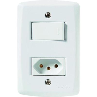 Conjunto 4 X 2 Com 1 Interruptor Simples 10a 250v E 1 Tomada 2p+t 20a 250v Lux2 Branco - Tramontina